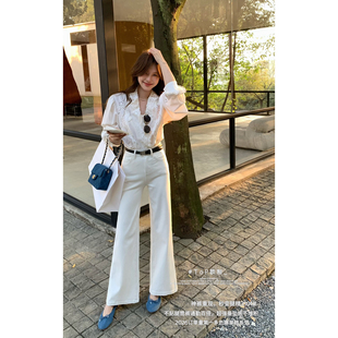 TOP 欧制-裤不贴腿筒喇牛仔裤(配腰带)(5758爆款同裤型)3101米白