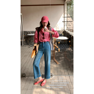 TOP 欧制-口碑款9分直筒裤轻松get漫画图直腿效果牛仔裤9130兰色