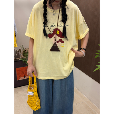 DA.7-夏上新夏日森系复古百搭卡通蘑菇印花t短袖T恤8079