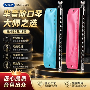 JDR嘉德瑞半音阶口琴12孔C调乐器0648专业演奏初学者学生入门练习
