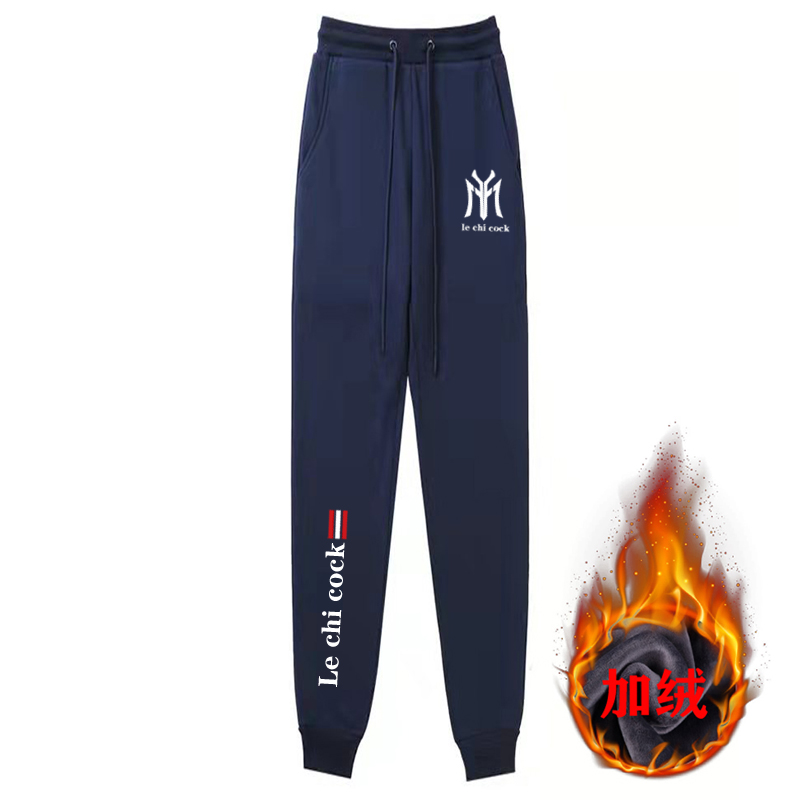 乐驰雄鸡卫裤加绒运动小脚长裤男