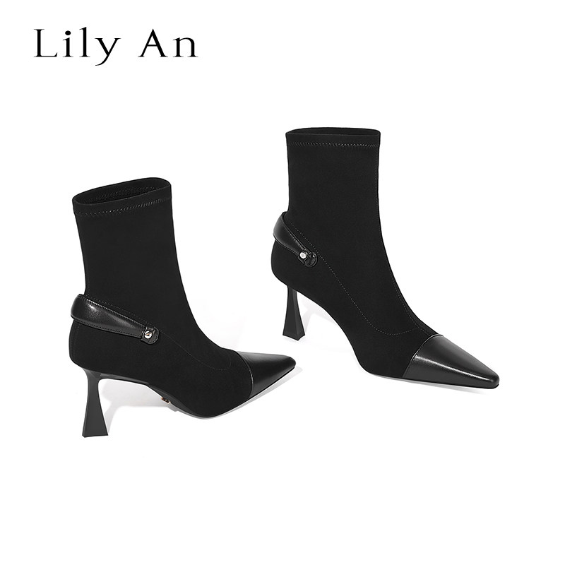 LilyAn手工轻奢高跟短靴