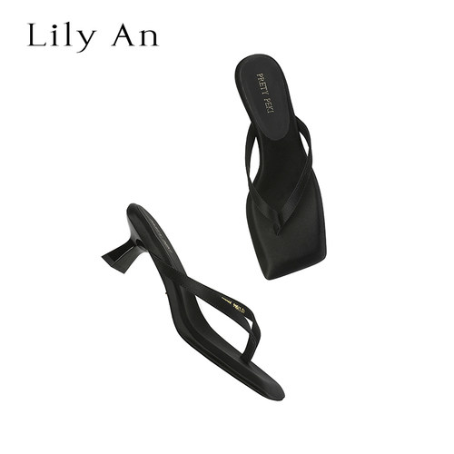 LilyAn手工轻奢高跟拖鞋
