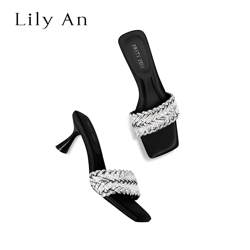 LilyAn纯手工轻奢高跟拖鞋
