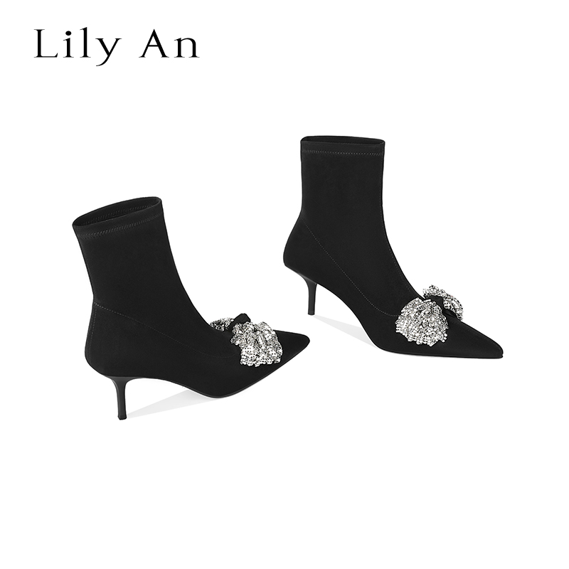 LilyAn手工轻奢高跟短靴
