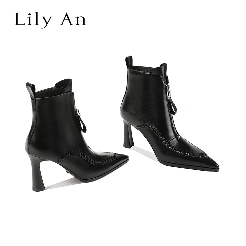 LilyAn手工轻奢高跟短靴