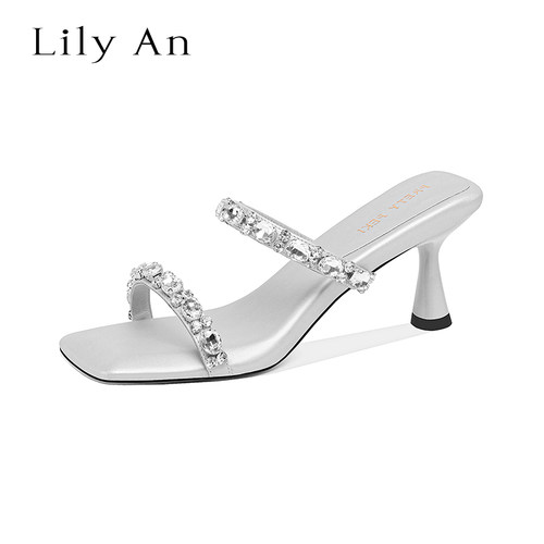 LilyAn手工轻奢高跟拖鞋