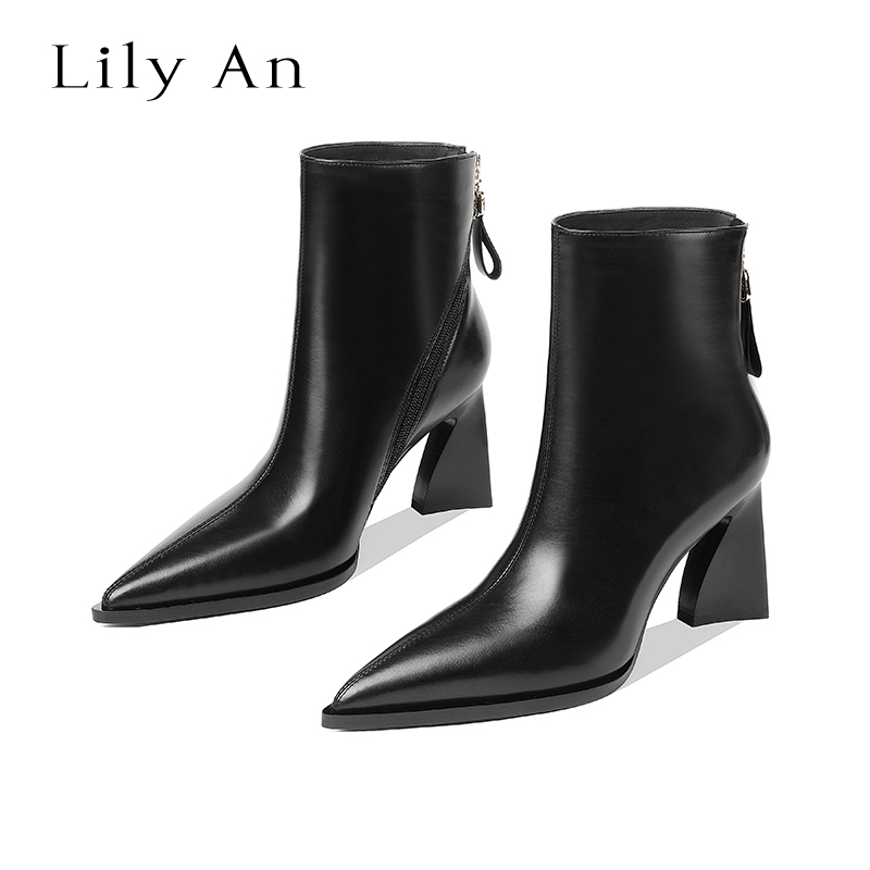LilyAn手工轻奢高跟短靴