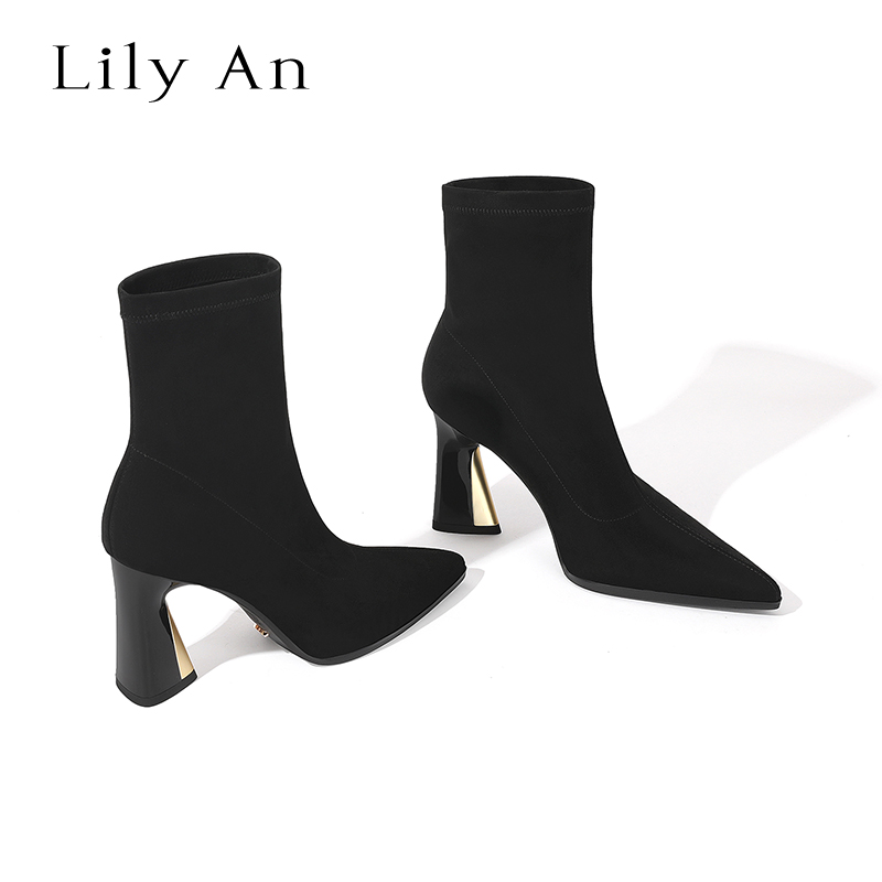 LilyAn手工轻奢高跟短靴