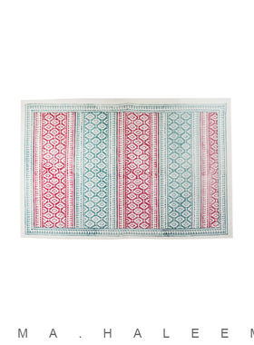 RIMA印度进口原创设计手工印染花边纯棉餐布餐垫餐桌装饰布艺粉蓝