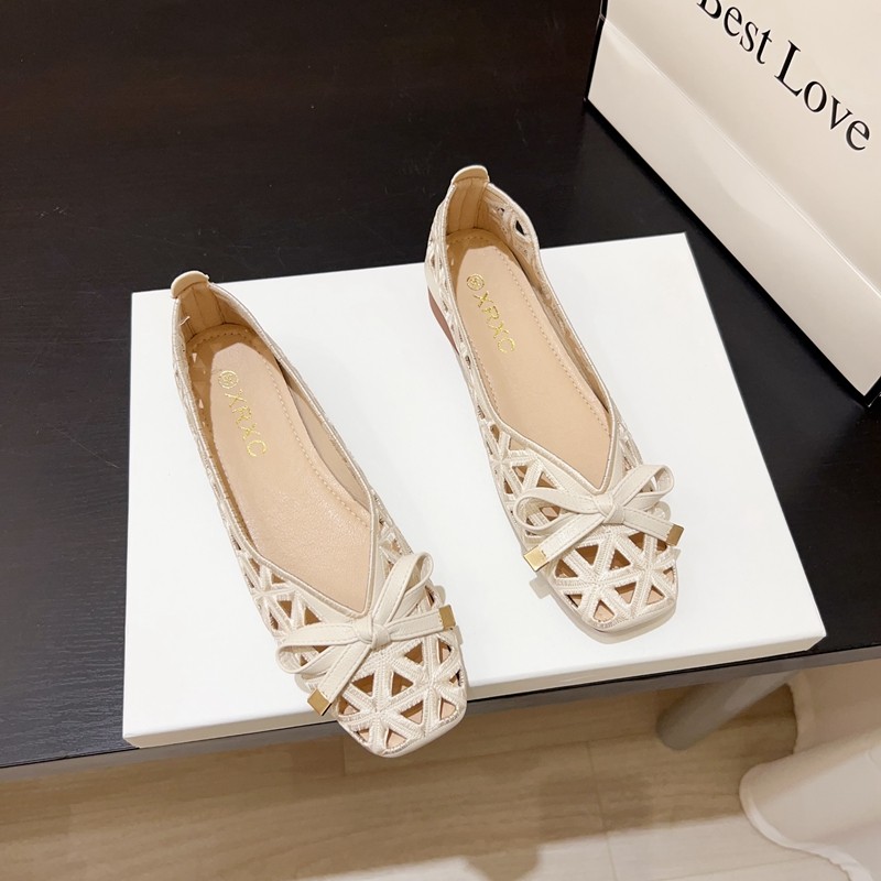 2025夏季新款鞋子蝴蝶结法式镂空粗跟软底低跟包头外穿洞洞女凉鞋,女鞋,时装凉鞋,淘宝优惠券,粉丝福利购,淘宝优惠卷