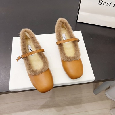 2025秋冬季新款加绒保暖单鞋