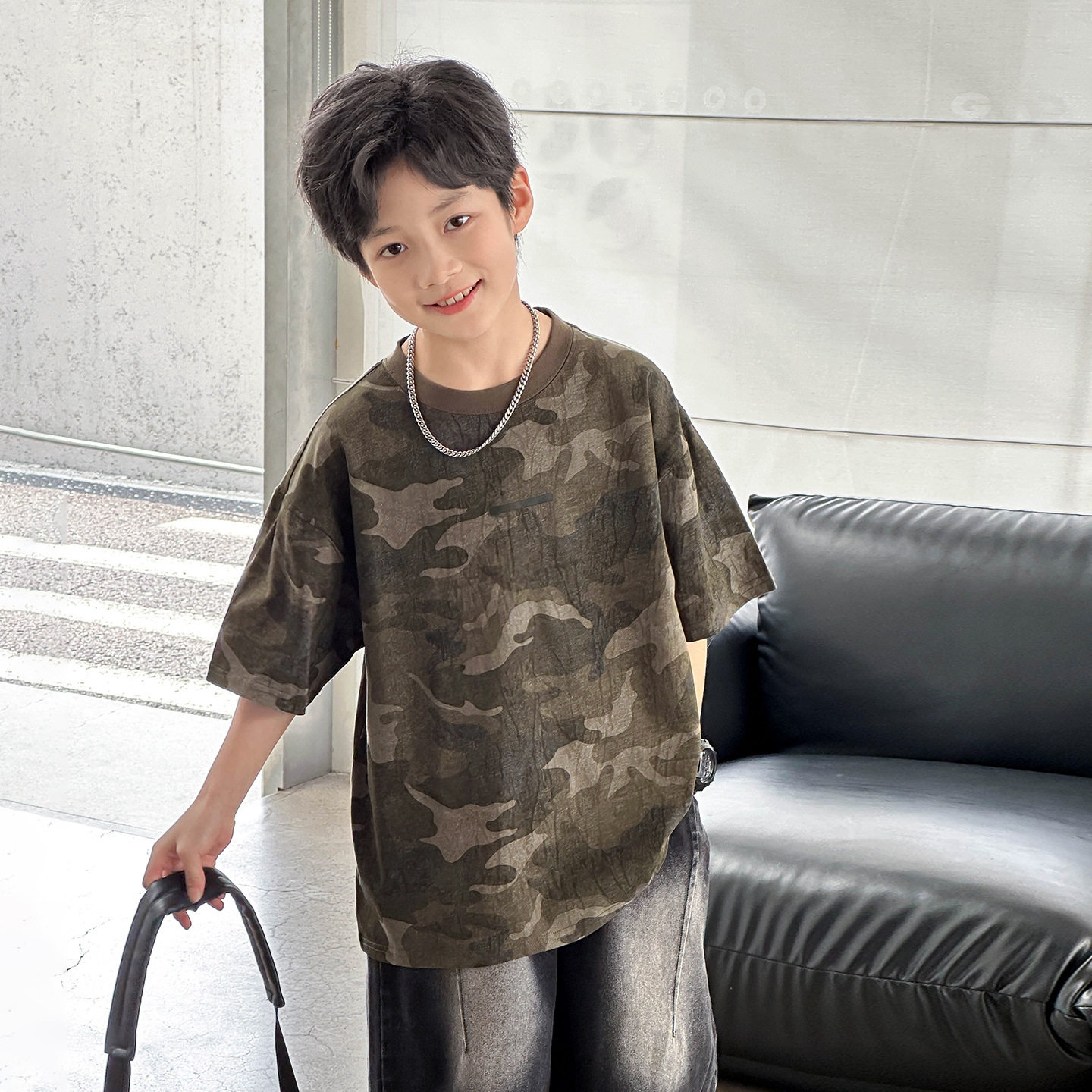 男童薄款迷彩短袖T恤26夏新款