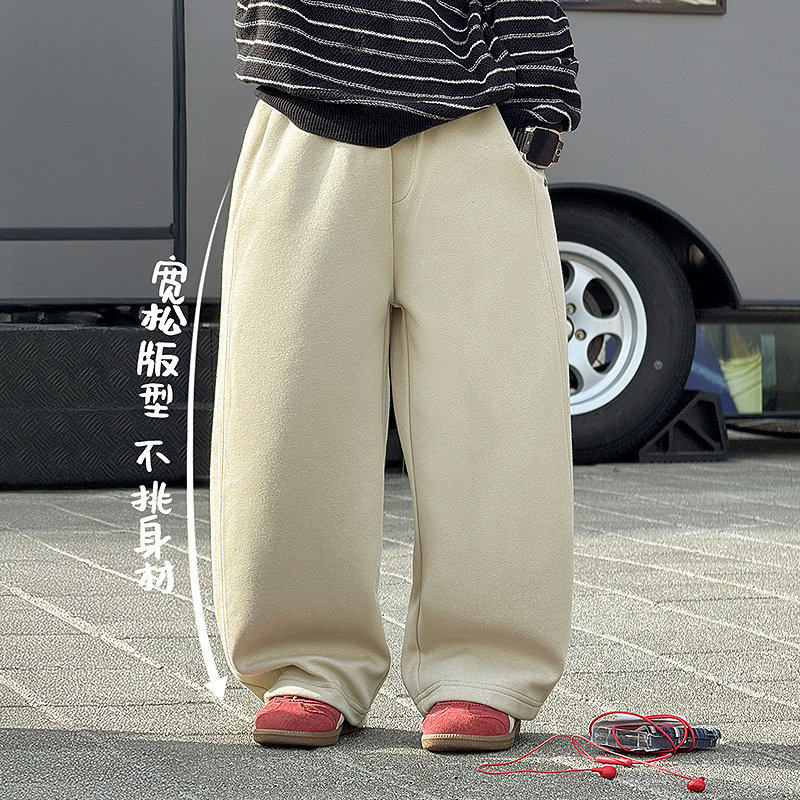 26春装男童运动裤松紧腰直筒裤韩版时尚儿童百搭休闲裤藏青灰绿色