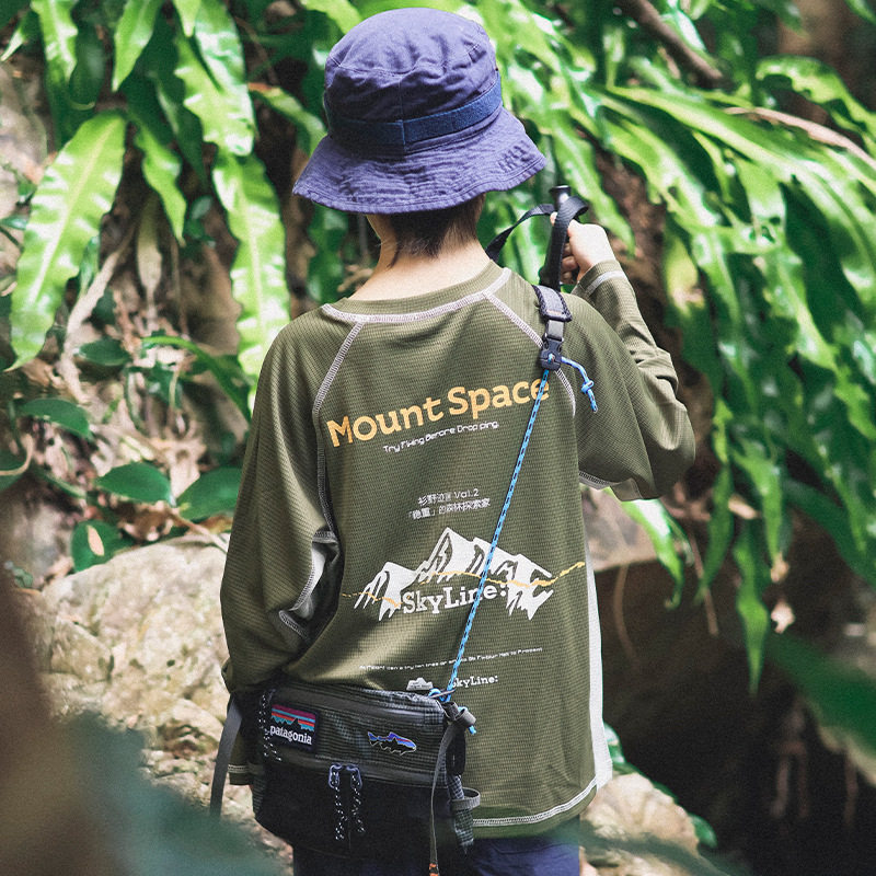 男童长袖t恤26春户外运动儿童吸湿速干上衣男孩拼接体恤紫色军绿