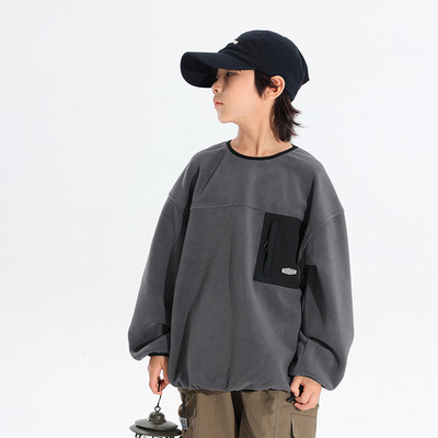 儿童奥粒绒上衣套头衫灰色藏青色