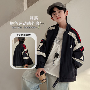 男童夹克外套春26新款大儿童炸街工装棒球服上衣藏青色120~170春
