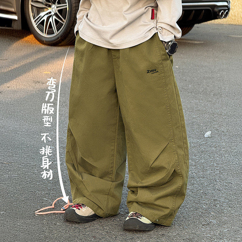 中大男童弯刀裤潮宝男孩休闲裤韩版时尚卡其色军绿110~170春装新