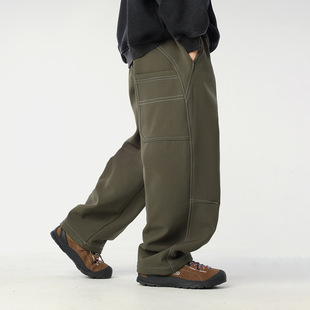 子男宝帅气长裤 男孩加绒休闲裤 儿童户外保暖裤 新款 潮军绿色灰 冬装