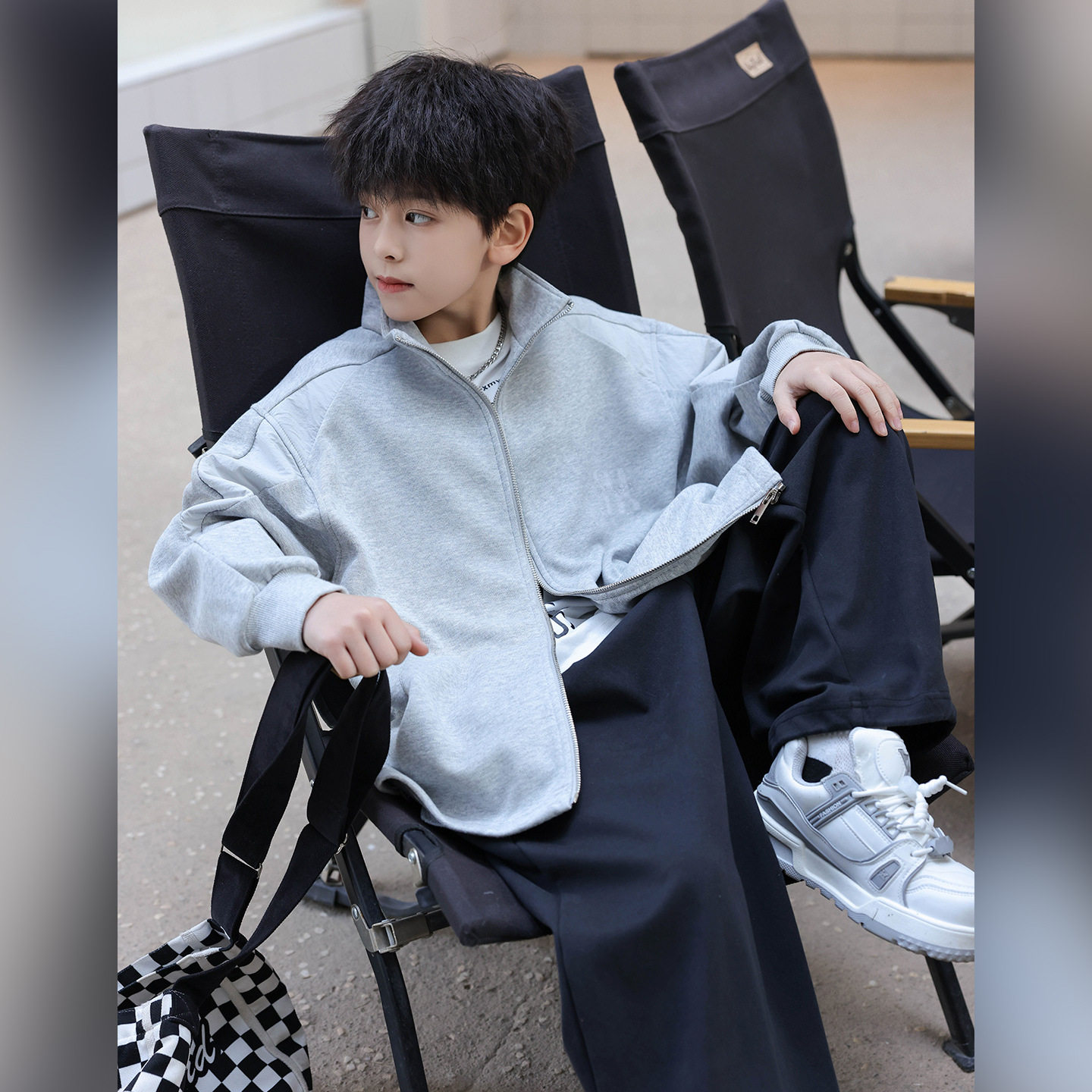 熊猫圆圆男童立领开衫外套26春季新款儿童卫衣拉链衫上衣运动休闲