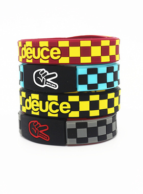 潮牌Deuce brand小清新青年版格子手环字母信条好运篮球运动手环