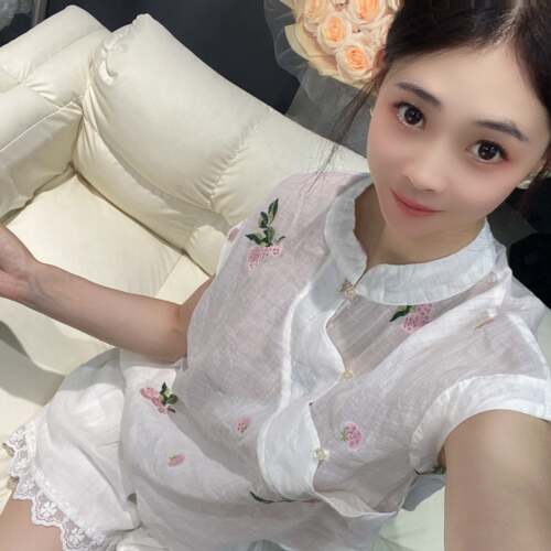 兜兜[苎麻上衣合集]高夏季新款苎麻短袖百搭衬衫女(A051-A100）