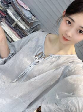 兜兜[苎麻上衣合集]高夏季新款苎麻短袖百搭衬衫女(C101-C150）
