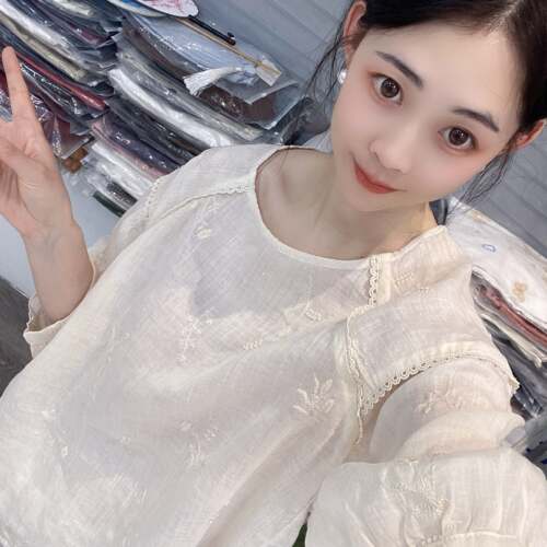 兜兜[苎麻上衣合集]高夏季新款苎麻短袖百搭衬衫女(C351-C400）