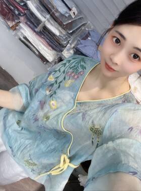 兜兜[苎麻上衣合集]高夏季新款苎麻短袖百搭衬衫女(C451-C500）