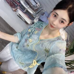 兜兜[苎麻上衣合集]高夏季新款苎麻短袖百搭衬衫女(C451-C500）