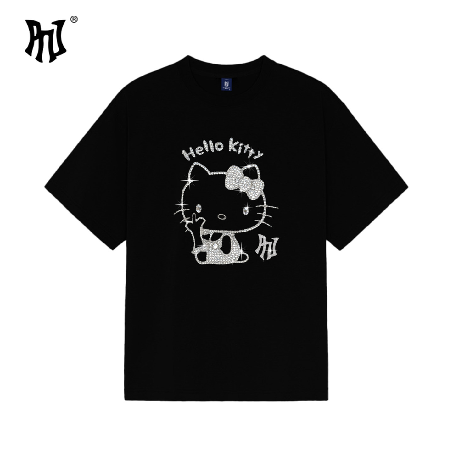 PNJ2026新款HelloKitty短袖烫钻感凯蒂猫印花纯棉宽松情侣T恤上衣