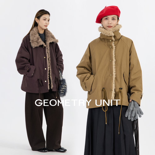 冬季翻毛领皮毛一体加厚保暖棉服