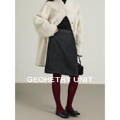 几何单元 不规则气质羊毛半身裙秋冬新款 a字高腰百搭显瘦错位中裙