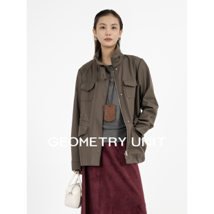 几何单元 风收腰风衣外套可拆卸帽百搭显瘦夹克 防水防风冲锋衣工装