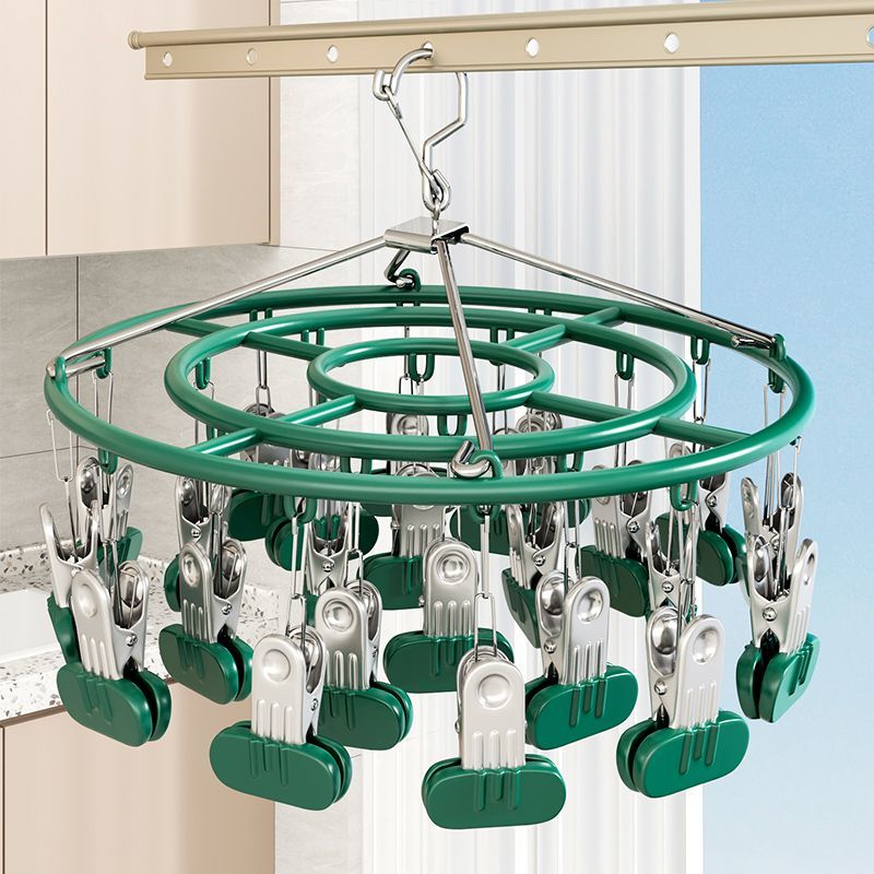 袜子晾晒架不锈钢晾衣架阳台家用带多夹子衣架多功能晒内衣夹