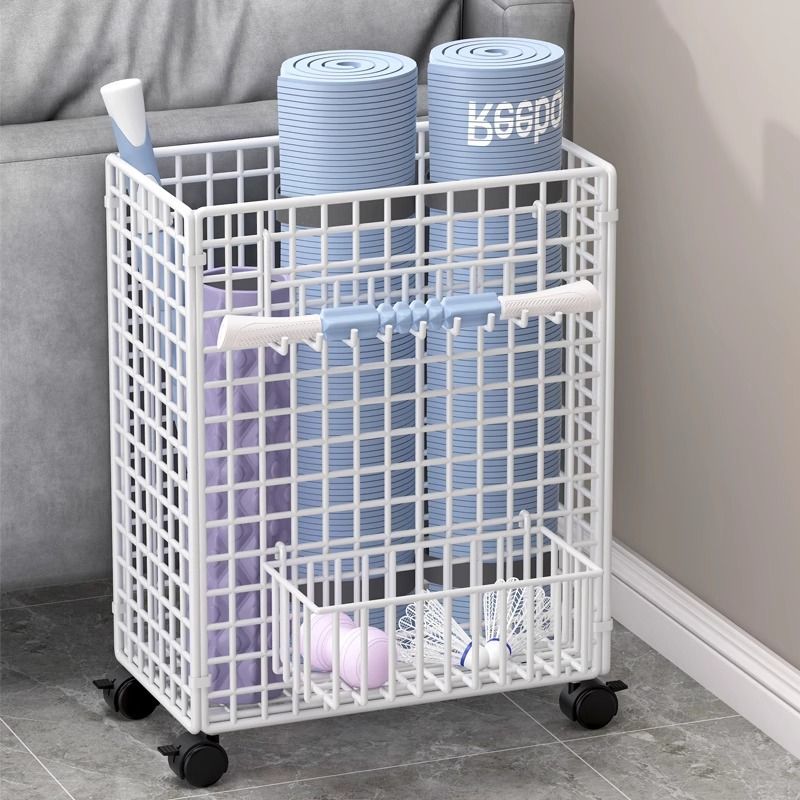 瑜伽垫收纳筒带轮健身收纳蓝运动器械器材工具收纳神器家用置物架