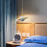 帝拿儿童房床头灯星球卧室创意蓝色男孩女孩房间可自由升降小吊灯