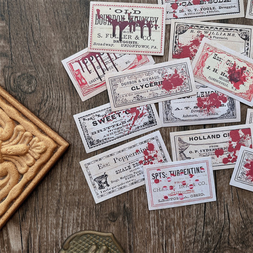 棕熊家手帐贴纸复古暗黑恐怖手账