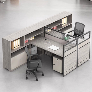 职员办公桌椅组合简约现代卡座四人位员工位屏风办公桌财务办公桌