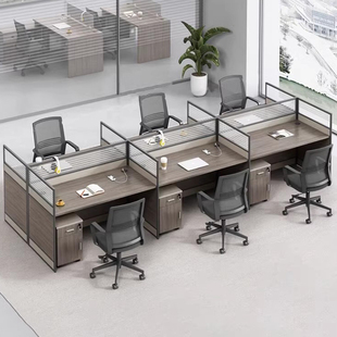 屏风职员工位办公桌4人位办公桌子办公室桌椅组合卡座电脑桌现代