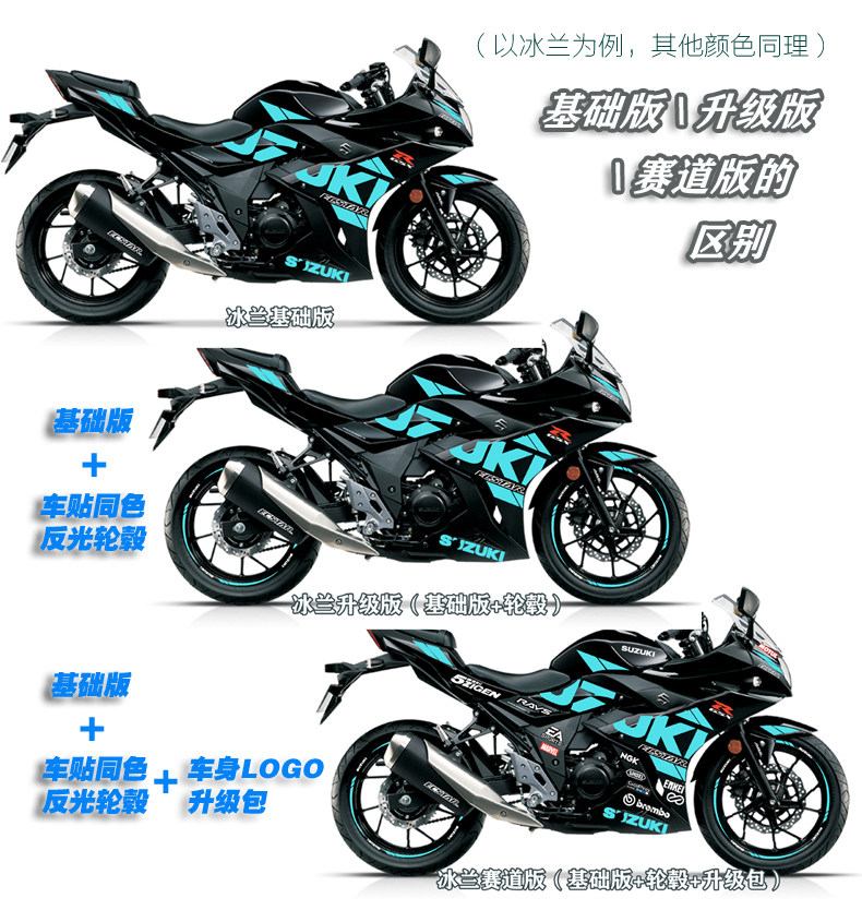 铃木gsx250r摩托机车改装防水3m贴纸轮毂版画个性赛道版花