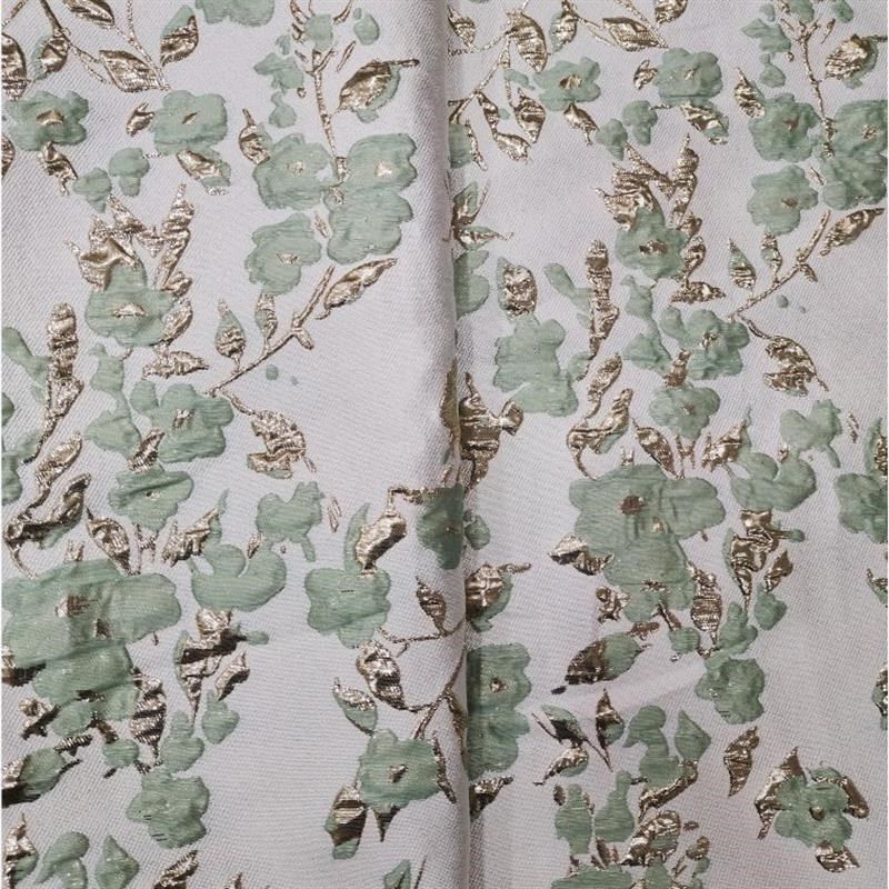 高品质连衣裙浮雕提花现代清新金属丝提花时装面料花束泡泡提花