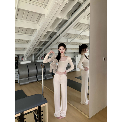 若语定制【8/24新品9.5折】慵懒日常 sana私服u领上衣裤子套装