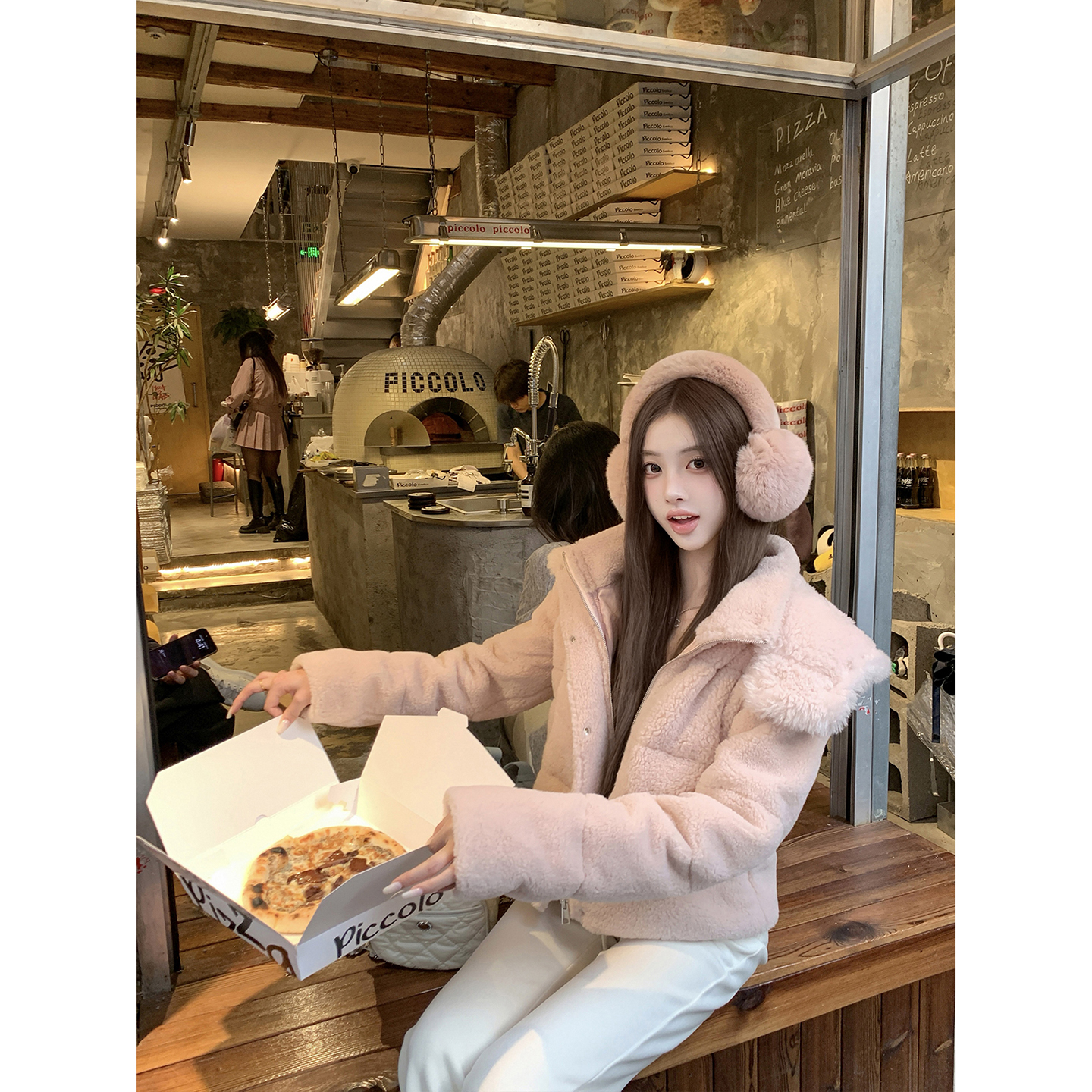 若语定制 蒙蒙羊羔小暖包 90白鸭绒连帽羽绒服冬季保暖面包服外套