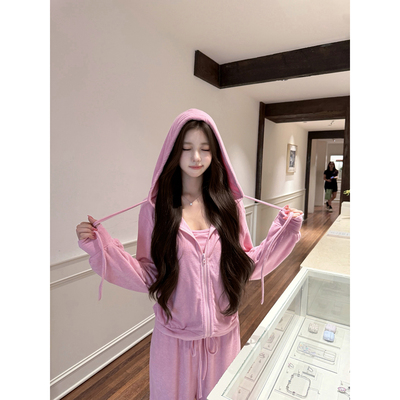 若语定制 慵懒呼吸套组 柔baby感毛衣背心卫衣裤子纯欲显瘦休闲女