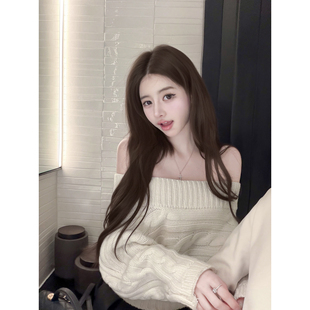 斜肩绞毛衣纯欲气质性感高级感针织衫 田曦薇同款 乖乖女 若语定制