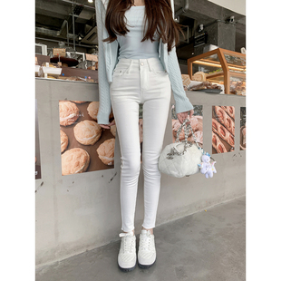 冬长裤 若语定制 显腿长牛仔裤 微弹高弹磨毛小脚裤 又一显瘦小白裤