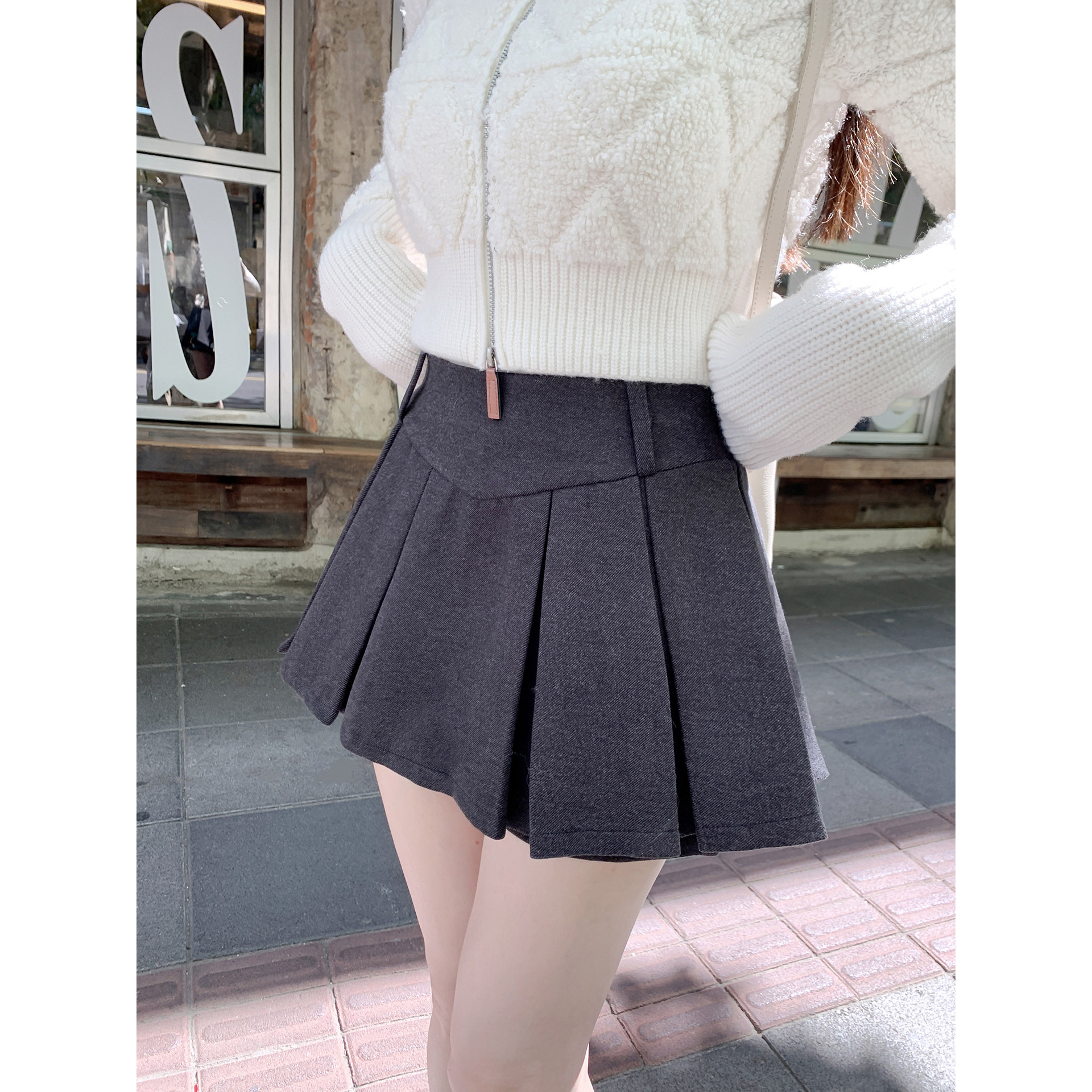 若语定制 南韩艺高 版型超好！中腰百褶裙裙裤气质学院短裙半身裙