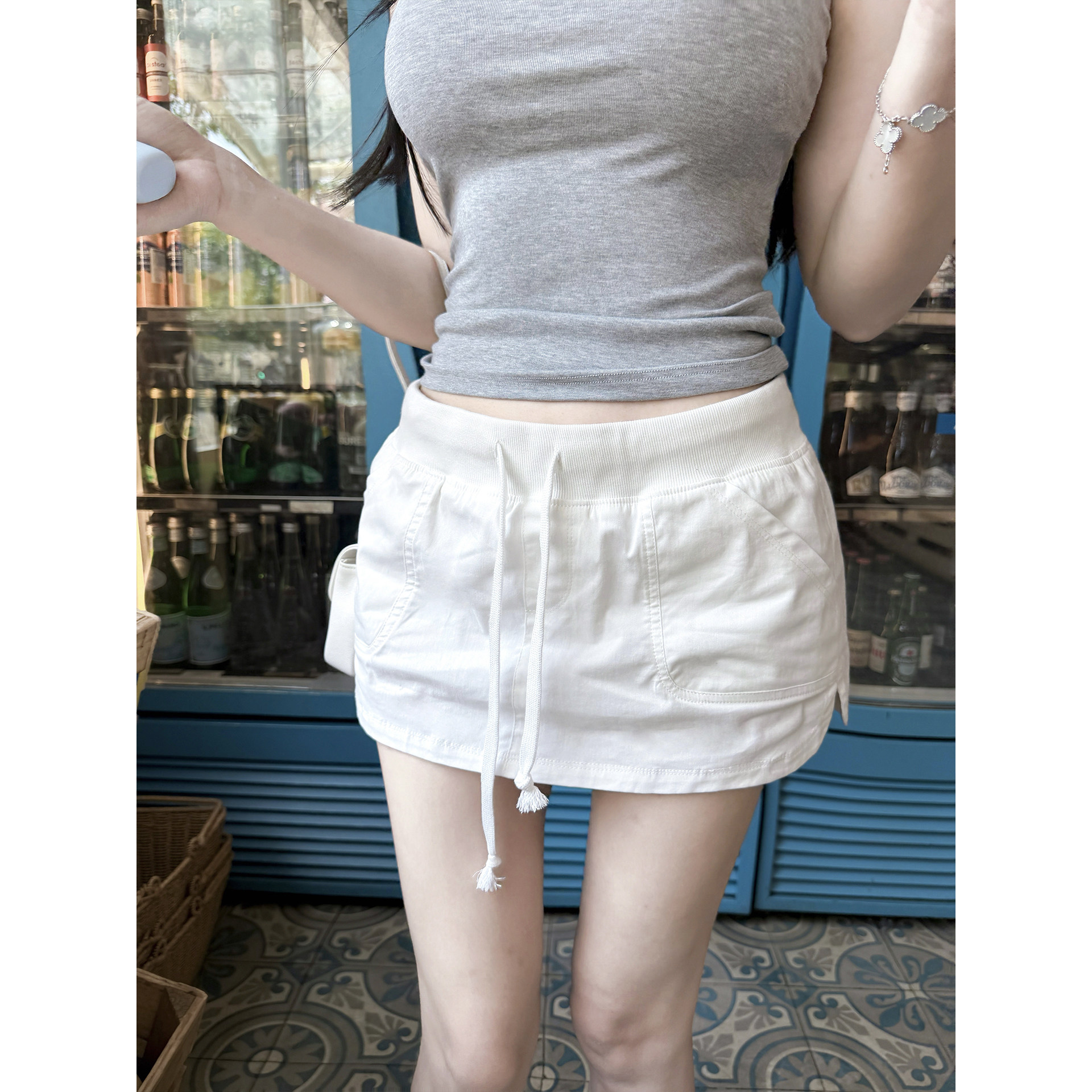 若语定制 夏日王者 97%棉短款工装裙裤高腰气质休闲半身裙裤裙女