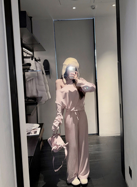 若语定制 美女舒适区套装 修身气质软fu磨毛上衣裤子两件套冬季